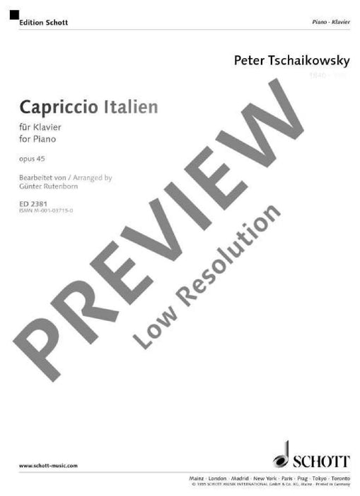 Capriccio Italien op. 45 柴科夫斯基．彼得 義大利隨想曲 鋼琴獨奏 朔特版 | 小雅音樂 Hsiaoya Music