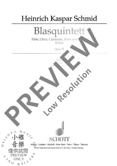 Quintet B flat Major op. 28 木管五重奏大調 朔特版 | 小雅音樂 Hsiaoya Music
