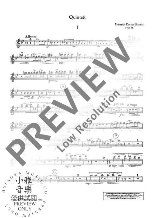 Quintet B flat Major op. 28 木管五重奏大調 朔特版 | 小雅音樂 Hsiaoya Music
