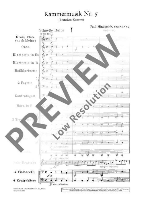 Chamber music No. 5 op. 36/4 Viola-Concerto 辛德密特 室內樂 中提琴協奏曲 總譜 朔特版 | 小雅音樂 Hsiaoya Music