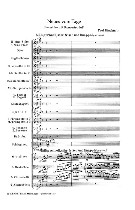 Neues vom Tage Ouvertüre mit Konzertschluss 辛德密特 當日新聞 協奏曲 總譜 朔特版 | 小雅音樂 Hsiaoya Music