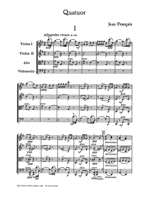 Quartet for two violins, violo and violoncello 四重奏 小提琴古提琴 大提琴 總譜 朔特版 | 小雅音樂 Hsiaoya Music