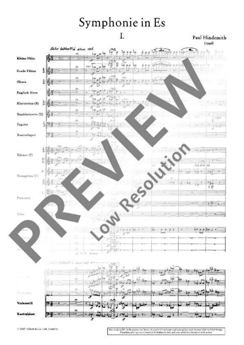 Symphony in E flat Major 辛德密特 交響曲 大調 總譜 朔特版 | 小雅音樂 Hsiaoya Music