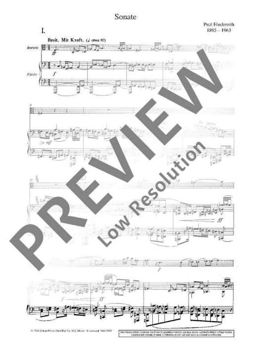 Sonata Edited after: Paul Hindemith, Complete Works, Vol. V/7 辛德密特 奏鳴曲 中提琴加鋼琴 朔特版 | 小雅音樂 Hsiaoya Music