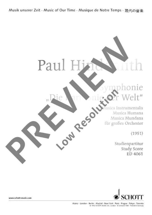 Symphony Die Harmonie der Welt 辛德密特 交響曲世界的和諧 總譜 朔特版 | 小雅音樂 Hsiaoya Music