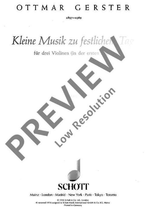 Kleine Musik zu festlichen Tagen 小提琴 3把以上 朔特版 | 小雅音樂 Hsiaoya Music