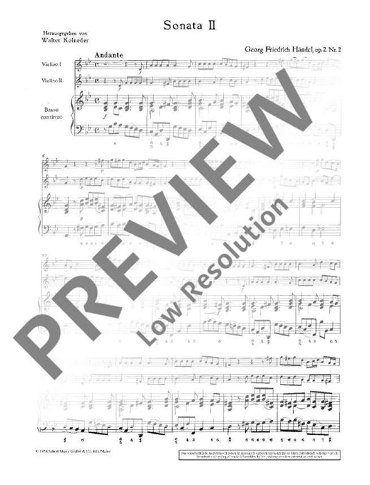 Nine Trio Sonatas op. 2 Nr. 2 韓德爾 三重奏奏鳴曲 雙小提琴加鋼琴 朔特版 | 小雅音樂 Hsiaoya Music