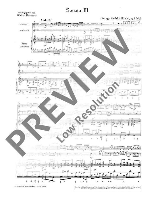 Nine Trio Sonatas op. 2 Nr. 3 韓德爾 三重奏奏鳴曲 雙小提琴加鋼琴 朔特版 | 小雅音樂 Hsiaoya Music