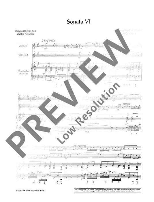 Nine Trio Sonatas op. 2 Nr. 6 韓德爾 三重奏奏鳴曲 雙小提琴加鋼琴 朔特版 | 小雅音樂 Hsiaoya Music