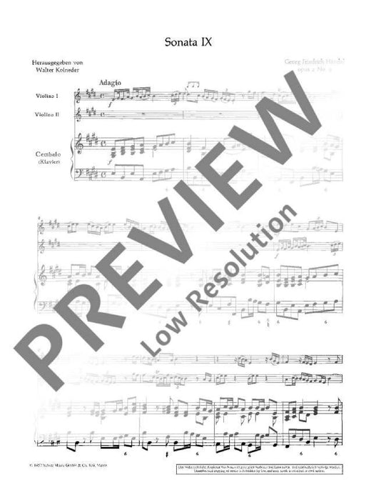 Nine Trio Sonatas op. 2 Nr. 9 韓德爾 三重奏奏鳴曲 雙小提琴加鋼琴 朔特版 | 小雅音樂 Hsiaoya Music