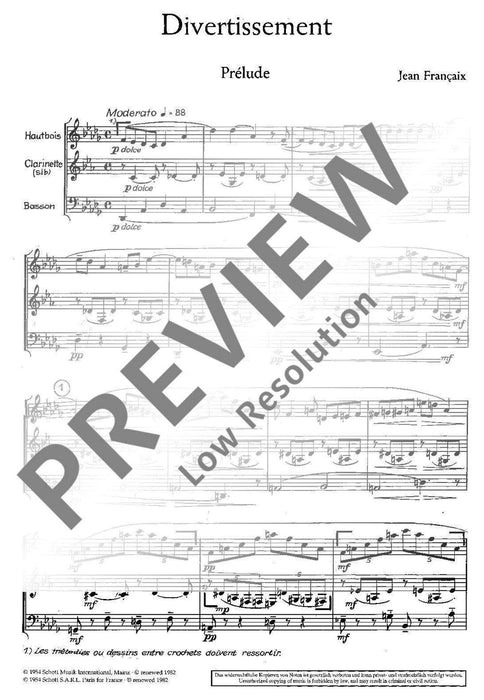 Divertissement for oboe, clarinet (in B flat) and bassoon 雙簧管 總譜 朔特版 | 小雅音樂 Hsiaoya Music