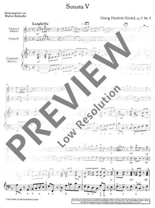 Nine Trio Sonatas op. 2 Nr. 5 韓德爾 三重奏奏鳴曲 雙小提琴加鋼琴 朔特版 | 小雅音樂 Hsiaoya Music