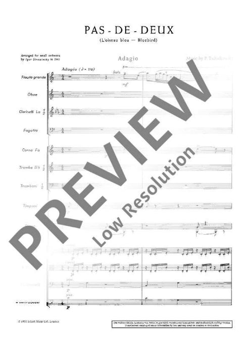 Pas-de-deux L'Oiseau bleu / Bluebird 斯特拉溫斯基．伊果 總譜 朔特版 | 小雅音樂 Hsiaoya Music