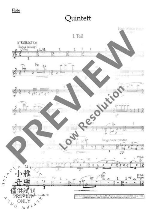 Quintet for flute, oboe, clarinet, horn and bassoon 亨采 木管五重奏法國號 朔特版 | 小雅音樂 Hsiaoya Music