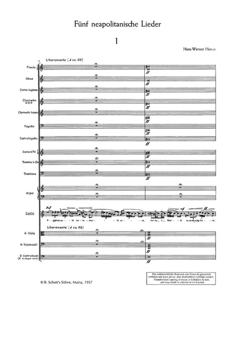 Cinque canzoni napoletane Five Neapolitan Songs 亨采 歌 總譜 朔特版 | 小雅音樂 Hsiaoya Music
