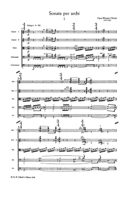 Sonata per archi 亨采 奏鳴曲 總譜 朔特版 | 小雅音樂 Hsiaoya Music