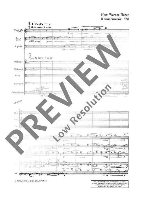 Kammermusik 1958 über die Hymne In lieblicher Bläue von Friedrich Hölderlin 亨采 讚美歌 總譜 朔特版 | 小雅音樂 Hsiaoya Music