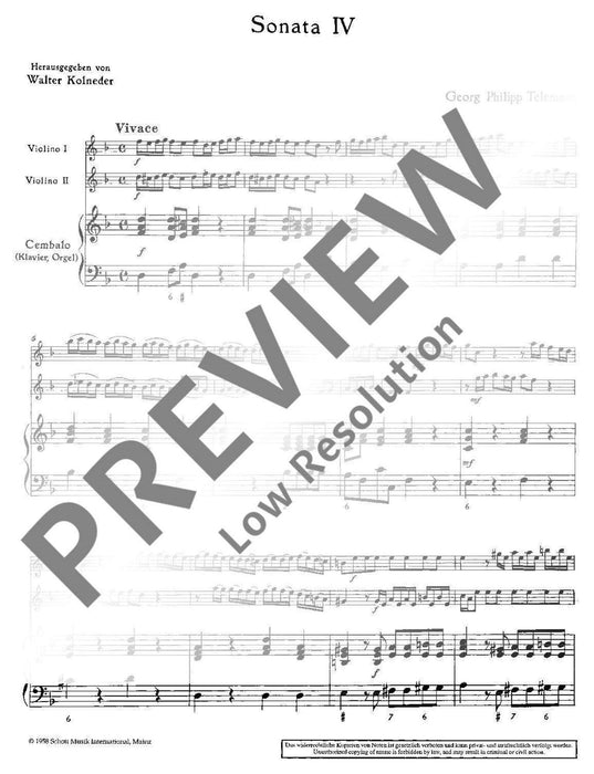 Six Sonatas Band 2 泰勒曼 奏鳴曲 雙小提琴加鋼琴 朔特版 | 小雅音樂 Hsiaoya Music