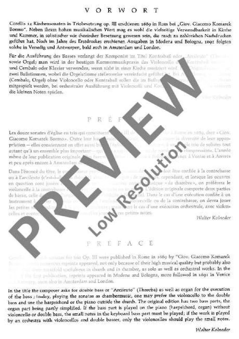 Twelve Triosonatas op. 3 Band 3 柯雷里阿爾坎傑羅 三重奏鳴曲 雙小提琴加鋼琴 朔特版 | 小雅音樂 Hsiaoya Music