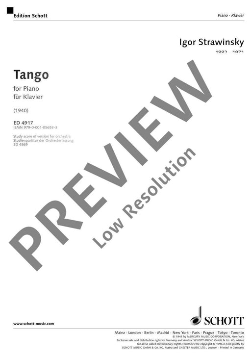 Tango for piano solo 斯特拉溫斯基．伊果 探戈鋼琴 鋼琴獨奏 朔特版 | 小雅音樂 Hsiaoya Music