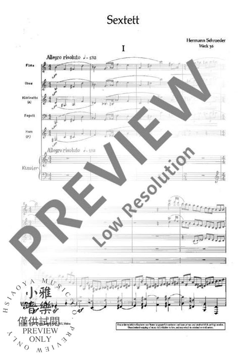 Sextett op. 36 鋼琴五重奏 朔特版 | 小雅音樂 Hsiaoya Music