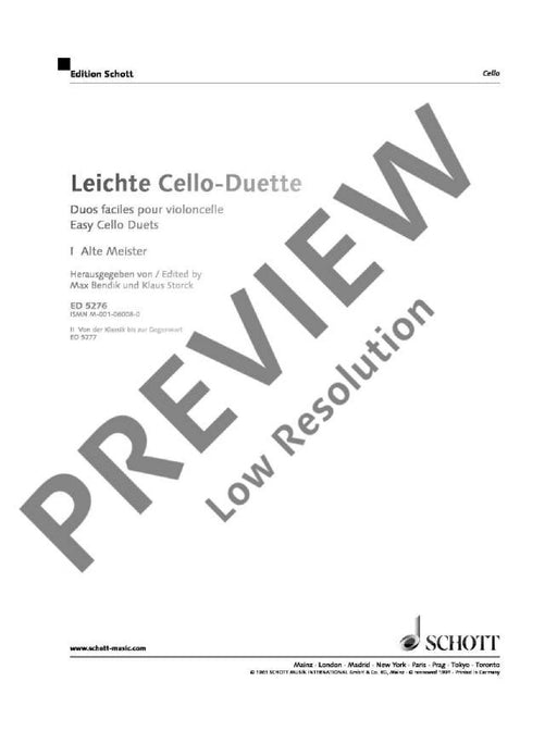 Leichte Cello-Duette Band 1 Alte Meister 大提琴二重奏 大提琴 2把 朔特版 | 小雅音樂 Hsiaoya Music