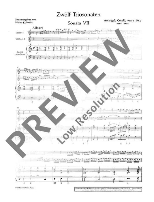 Twelve Triosonatas op. 1 Band 3 柯雷里阿爾坎傑羅 三重奏鳴曲 雙小提琴加鋼琴 朔特版 | 小雅音樂 Hsiaoya Music