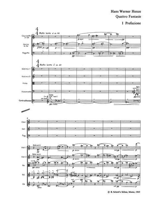 Quattro Fantasie Oktettsätze aus der Kammermusik 1958 und Adagio 亨采 幻想曲 慢板 總譜 朔特版 | 小雅音樂 Hsiaoya Music