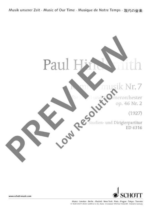 Chamber music No. 7 op. 46/2 辛德密特 室內樂 總譜 朔特版 | 小雅音樂 Hsiaoya Music