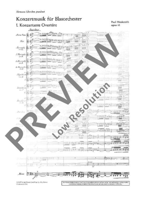 Concert music op. 41 辛德密特 音樂會 總譜 朔特版 | 小雅音樂 Hsiaoya Music
