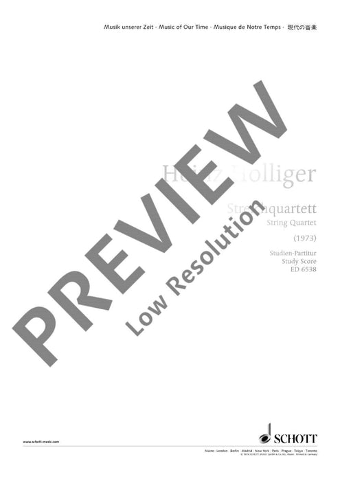 String Quartet 霍利格 弦樂四重奏 總譜 朔特版 | 小雅音樂 Hsiaoya Music