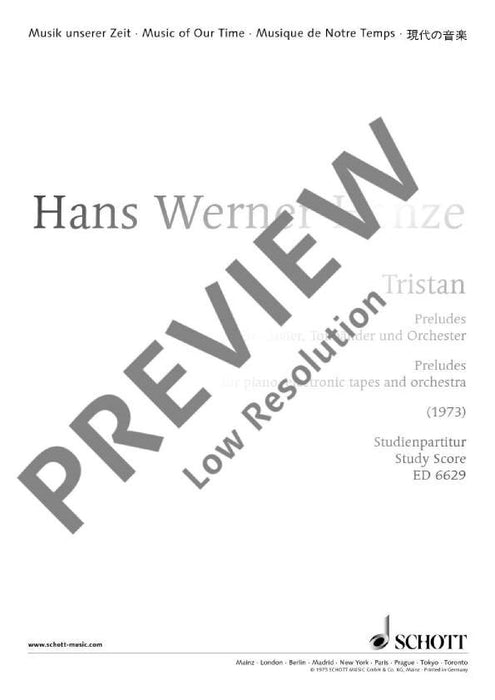 Tristan Preludes 亨采 崔斯坦前奏曲 總譜 朔特版 | 小雅音樂 Hsiaoya Music