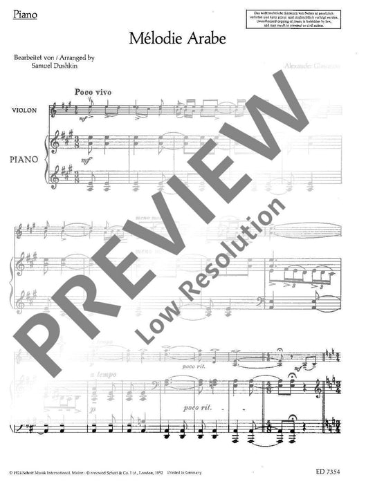 Mélodie Arabe 葛拉祖諾夫 小提琴加鋼琴 朔特版 | 小雅音樂 Hsiaoya Music