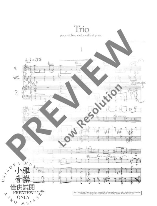 Trio for violin, violoncello and piano 鋼琴三重奏大提琴鋼琴 朔特版 | 小雅音樂 Hsiaoya Music