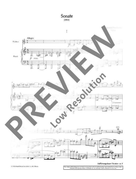 Sonata for violin an d piano 彭德瑞茲基 奏鳴曲小提琴 鋼琴 小提琴加鋼琴 朔特版 | 小雅音樂 Hsiaoya Music