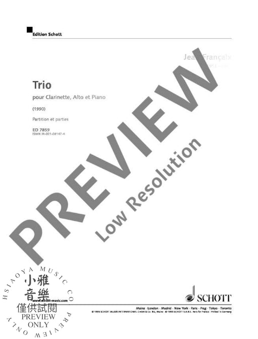 Trio for clarinet, viola and piano 鋼琴三重奏中提琴鋼琴 朔特版 | 小雅音樂 Hsiaoya Music
