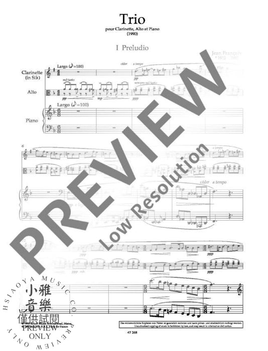Trio for clarinet, viola and piano 鋼琴三重奏中提琴鋼琴 朔特版 | 小雅音樂 Hsiaoya Music