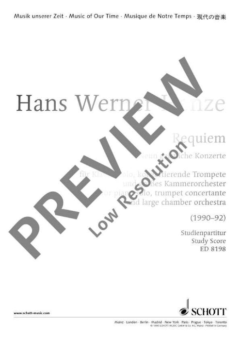 Requiem Neun geistliche Konzerte 亨采 安魂曲 協奏曲 總譜 朔特版 | 小雅音樂 Hsiaoya Music