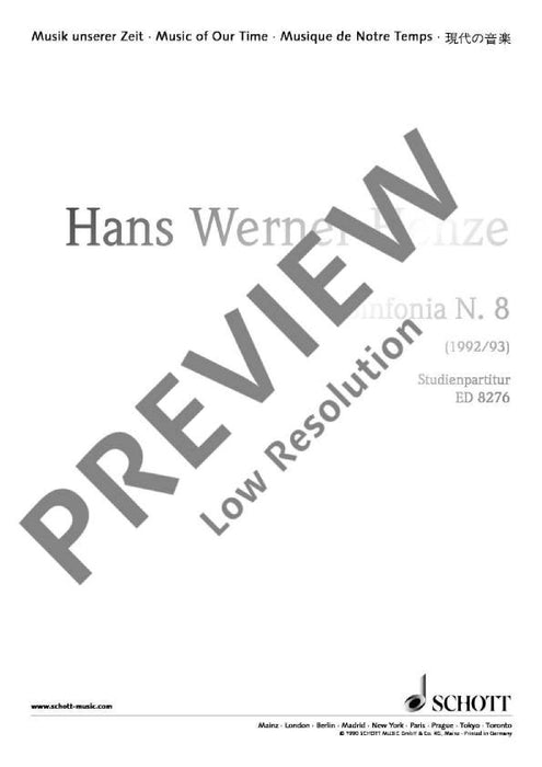 Sinfonia N. 8 亨采 交響曲 總譜 朔特版 | 小雅音樂 Hsiaoya Music