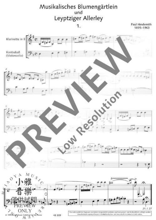 Musikalisches Blumengärtlein und Leyptziger Allerley 辛德密特 混和二重奏 朔特版 | 小雅音樂 Hsiaoya Music
