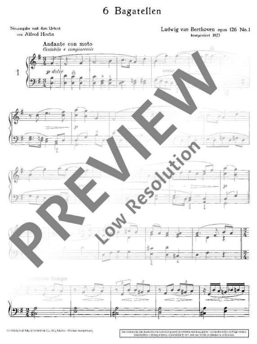 Six Bagatelles op. 126 貝多芬 音樂小品 鋼琴獨奏 朔特版 | 小雅音樂 Hsiaoya Music