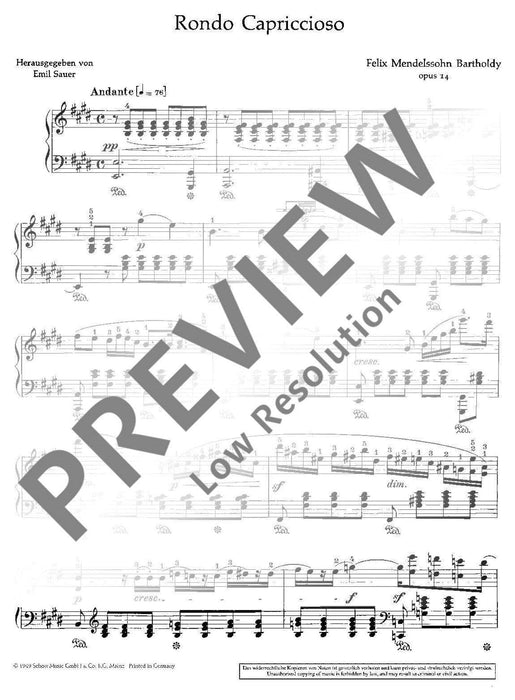 Rondo capriccioso op. 14 孟德爾頌．菲利克斯 迴旋曲隨想曲 鋼琴獨奏 朔特版 | 小雅音樂 Hsiaoya Music