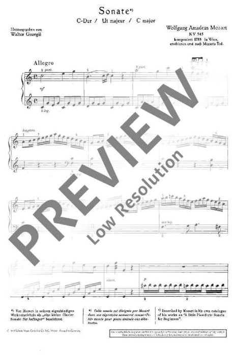 Sonata C major K 545 Sonata facile 莫札特 奏鳴曲大調 奏鳴曲 鋼琴獨奏 朔特版 | 小雅音樂 Hsiaoya Music