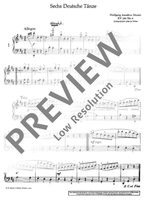 Six German Dances KV 586/6, 567/4 + 5 Heft 1 No. 1-3 莫札特 舞曲 鋼琴獨奏 朔特版 | 小雅音樂 Hsiaoya Music