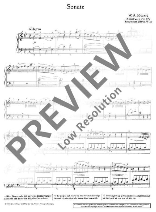 Sonata B-flat major K 570 莫札特 奏鳴曲大調 鋼琴獨奏 朔特版 | 小雅音樂 Hsiaoya Music