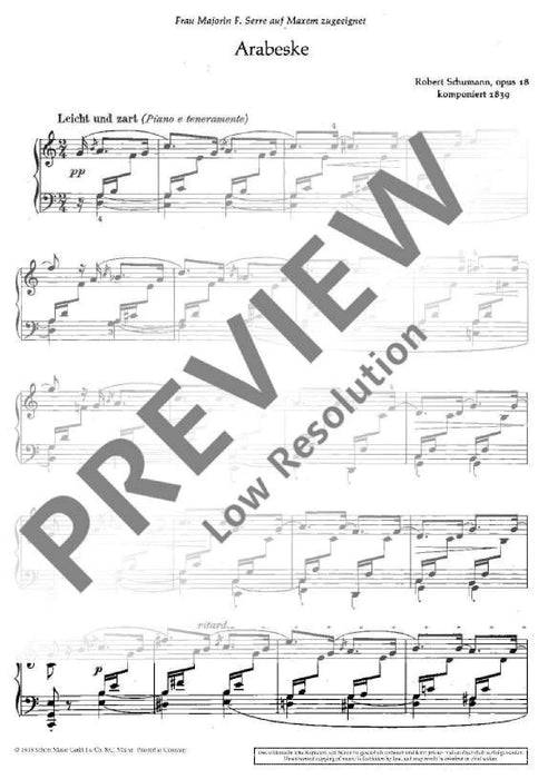 Arabeske op. 18 舒曼．羅伯特 鋼琴獨奏 朔特版 | 小雅音樂 Hsiaoya Music