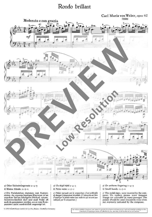 Rondo brillante E-flat major op. 62 韋伯．卡爾 迴旋曲 大調 鋼琴獨奏 朔特版 | 小雅音樂 Hsiaoya Music