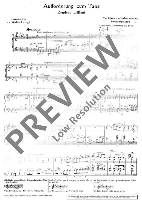 Invitation to the dance op. 65 Brilliant Rondo D-flat major (original edition) 韋伯．卡爾 舞曲 華麗的迴旋曲大調 鋼琴獨奏 朔特版 | 小雅音樂 Hsiaoya Music