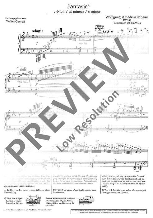 Fantasia No. 19 C Minor KV 396 莫札特 幻想曲 小調 鋼琴獨奏 朔特版 | 小雅音樂 Hsiaoya Music