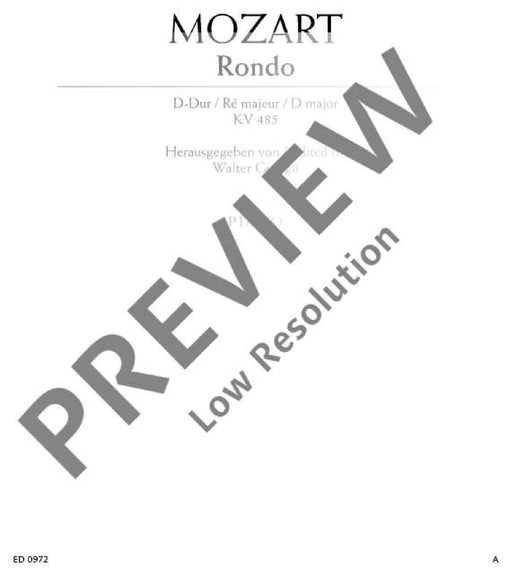 Rondo D major K 485 莫札特 迴旋曲大調 鋼琴獨奏 朔特版 | 小雅音樂 Hsiaoya Music